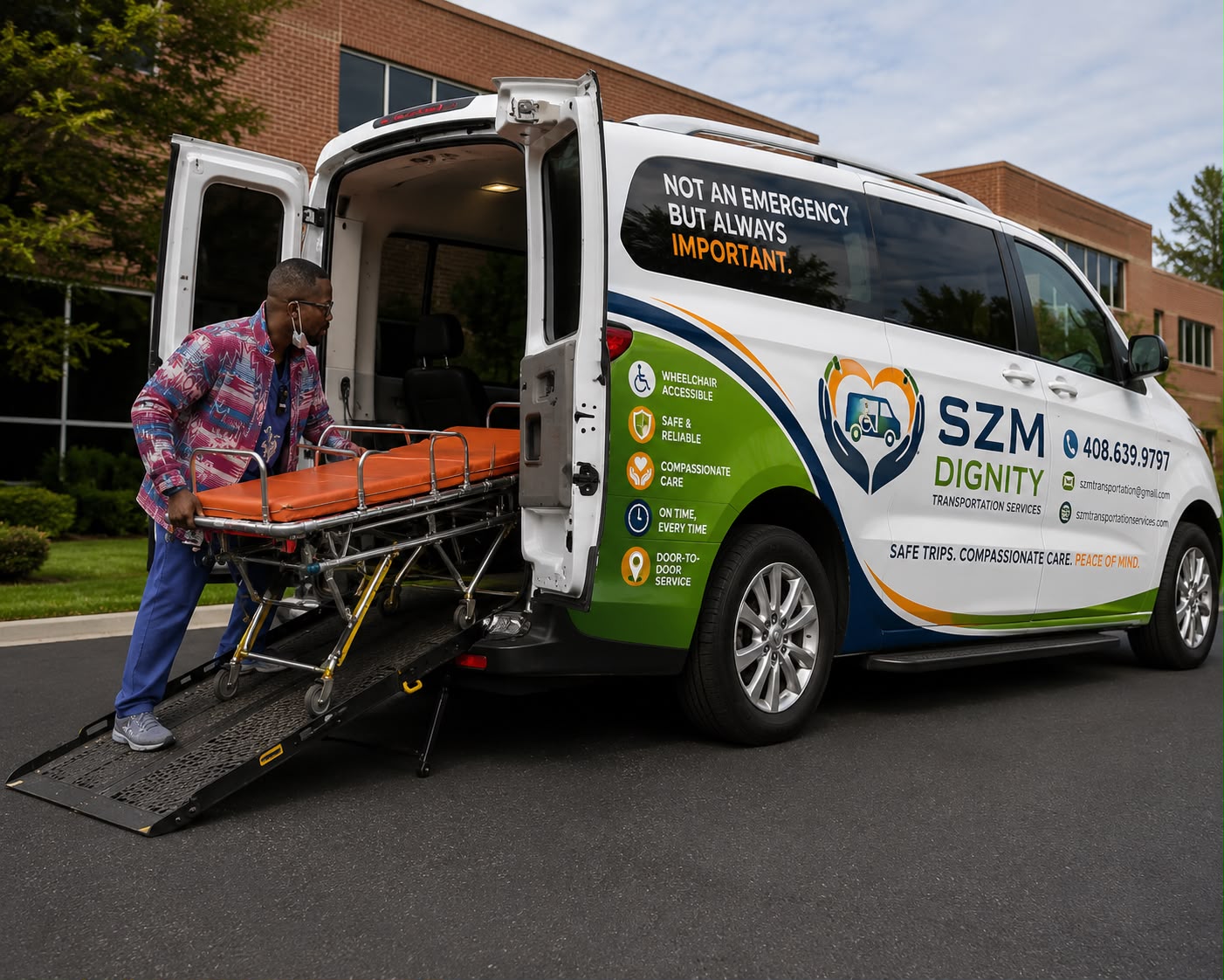Illustration of a wheelchair-accessible van
